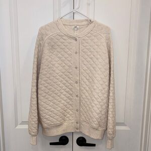 Aerie Oversized Cream Quilted Sweatshirt Size Small